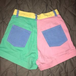 american apparel women’s color block shorts